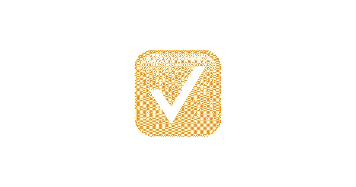 Orange dithered check mark emoji for an ASO launch checklist