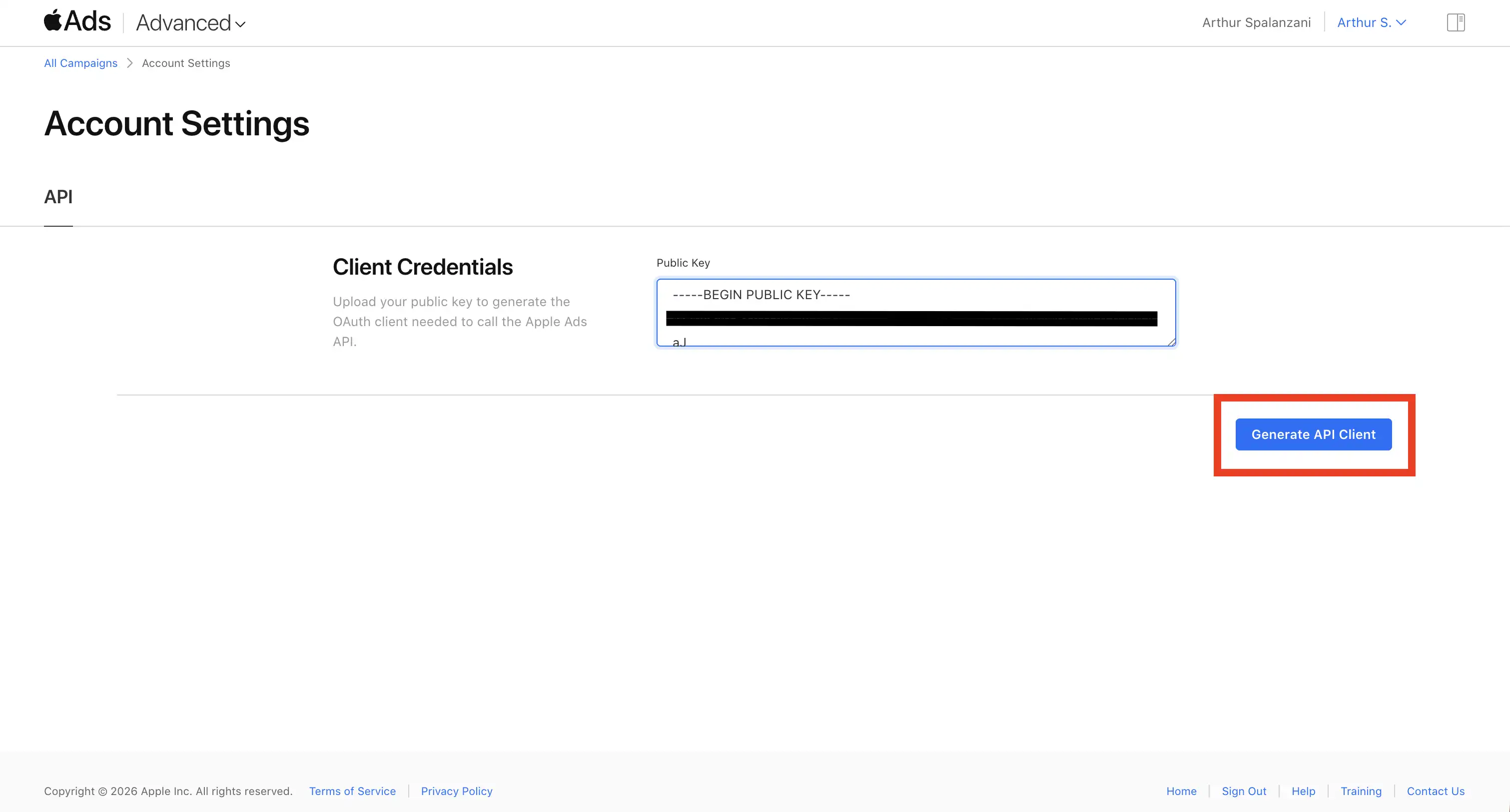 Generate Apple Search Ads API client