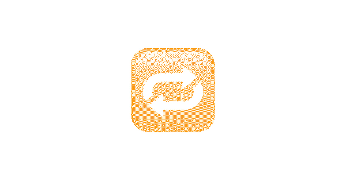 Orange dithered repeat arrows emoji for using Apple Search Ads to improve ASO