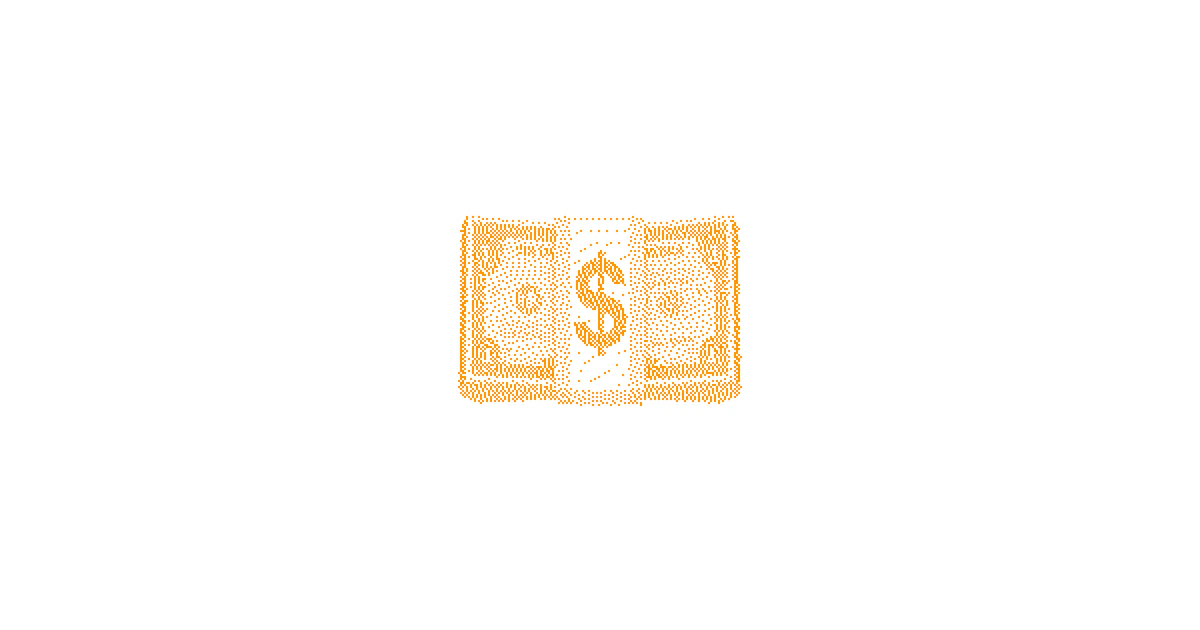 Orange dithered dollar banknote emoji for RevenueCat Apple Search Ads ROAS