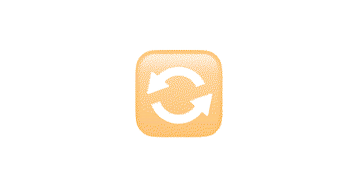 Orange dithered circular arrows emoji for Apple Search Ads subscription apps