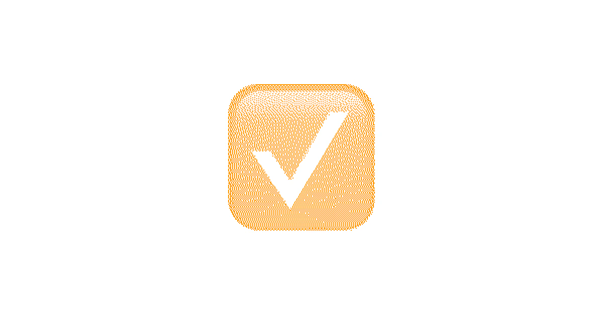 Orange dithered check mark emoji for an ASO launch checklist