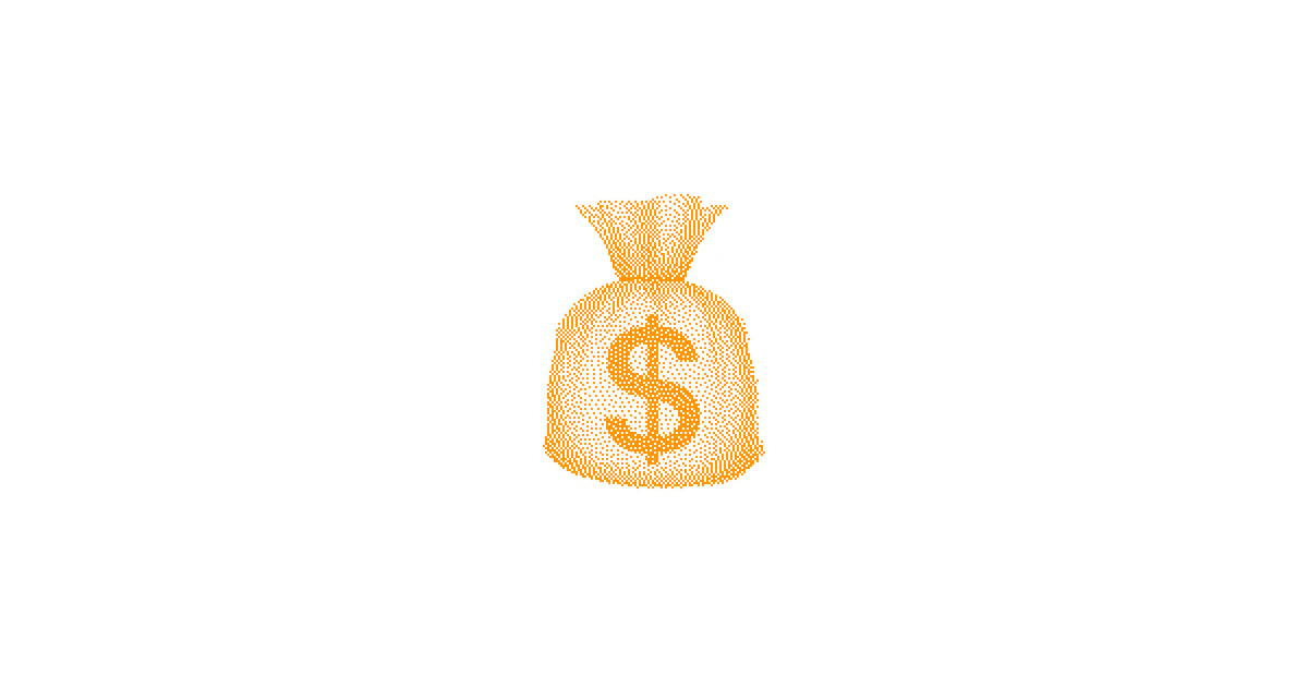 Orange dithered money bag emoji for profitable Apple Search Ads ROAS
